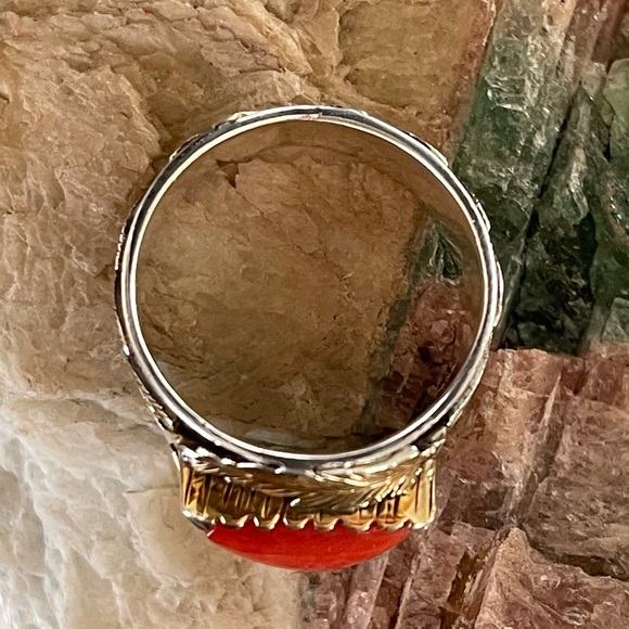 ⭐️ Coral Sterling Silver Ring - Picture 4 of 13